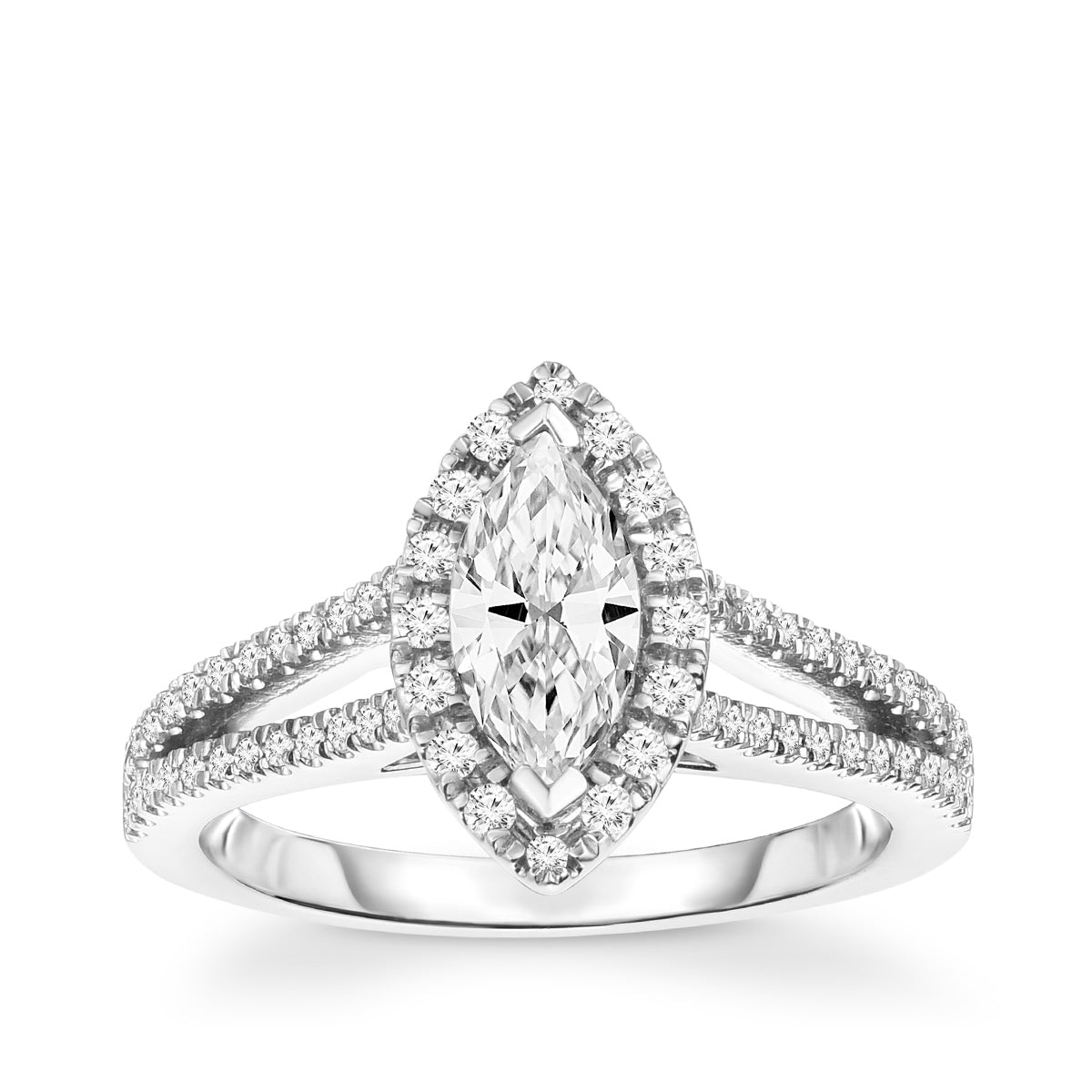 Amaura 1-1/10 ct. tw. Marquise Diamond Halo Split Shank Engagement Ring in 14K White Gold