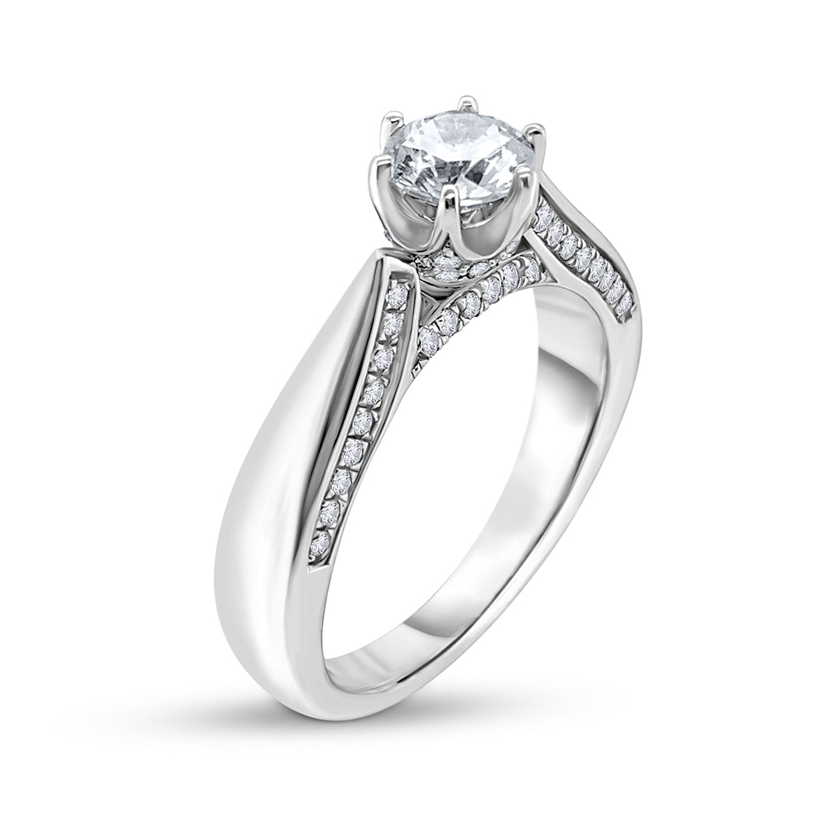 Timeless 3/4 ct. tw. Round Diamond Engagement Ring in 14K White Gold front view