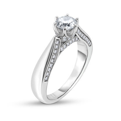 Timeless 3/4 ct. tw. Round Diamond Engagement Ring in 14K White Gold front view