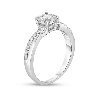 True Promise 1/2 ct. tw. Diamond Cluster Twist Engagement Ring in 10K White Gold front view