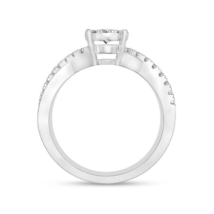 True Promise 1/2 ct. tw. Diamond Cluster Twist Engagement Ring in 10K White Gold close-up detail