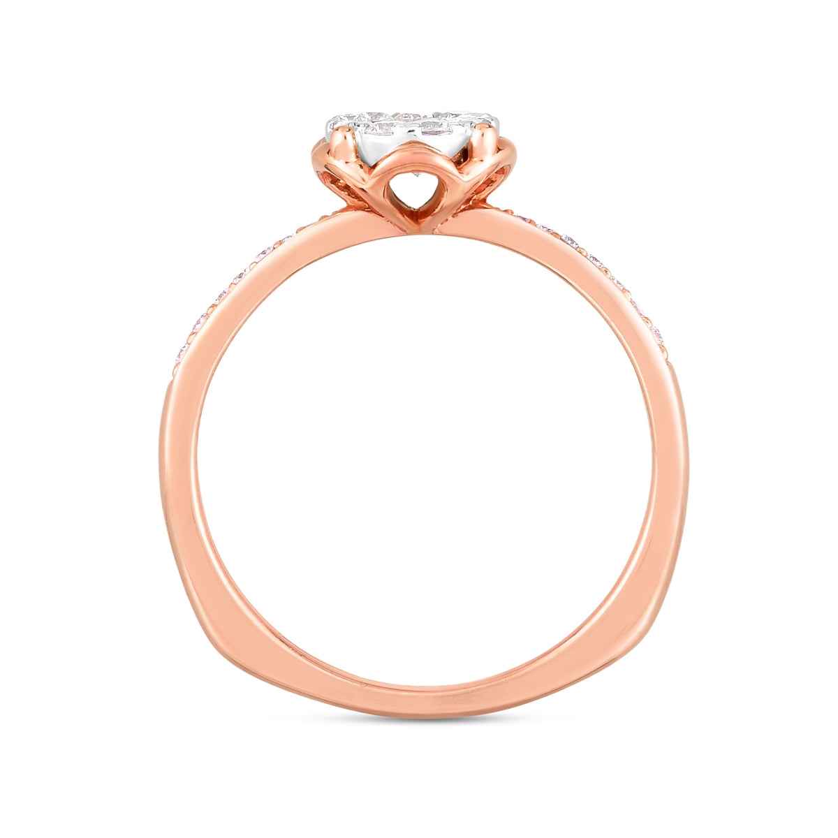Fairytale Diamonds 3/8 ct. tw. Diamond Cluster Scalloped Halo Engagement Ring with European Shank in 14K Pink front view
