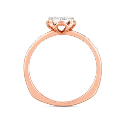 Fairytale Diamonds 3/8 ct. tw. Diamond Cluster Scalloped Halo Engagement Ring with European Shank in 14K Pink front view