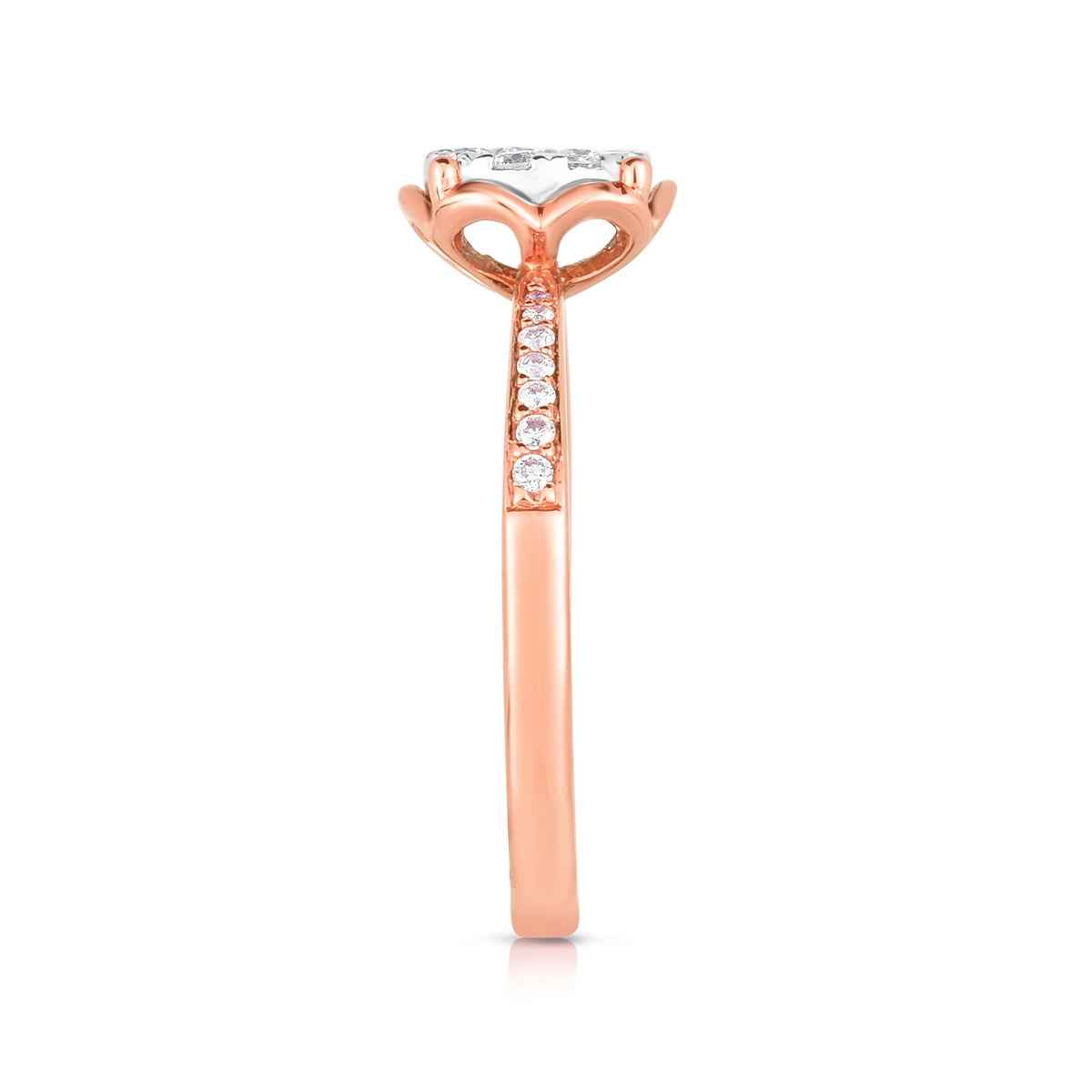 Fairytale Diamonds 3/8 ct. tw. Diamond Cluster Scalloped Halo Engagement Ring with European Shank in 14K Pink close-up detail