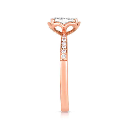 Fairytale Diamonds 3/8 ct. tw. Diamond Cluster Scalloped Halo Engagement Ring with European Shank in 14K Pink close-up detail