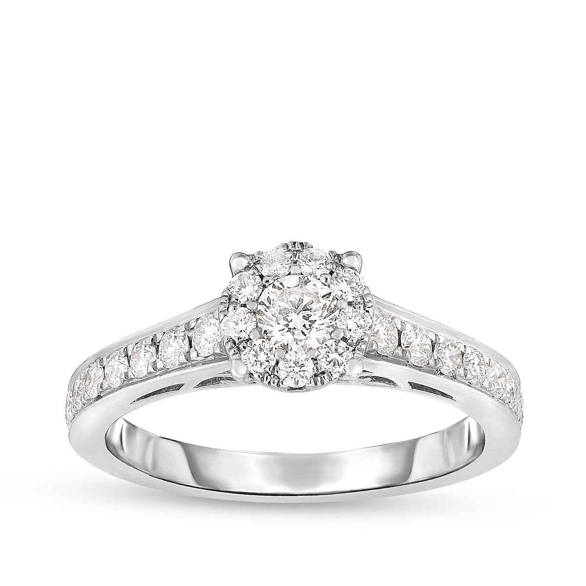 Timeless 5/8 ct. tw. Round Diamond Halo Engagement Ring in 14K White Gold