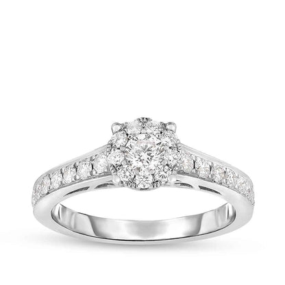 Timeless 5/8 ct. tw. Round Diamond Halo Engagement Ring in 14K White Gold