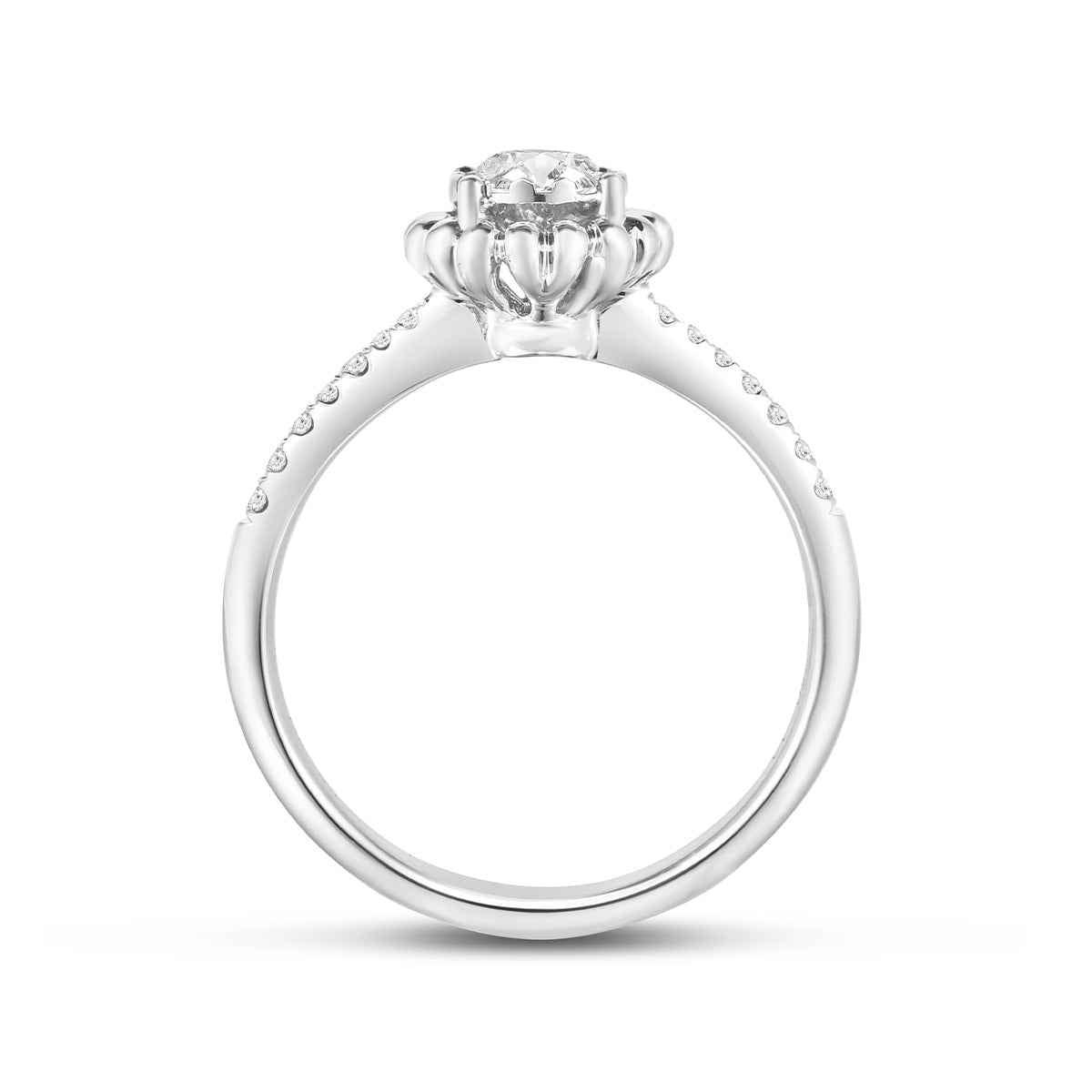 Fairytale Diamonds 1/3 ct. tw. Round Diamond Floral Halo Engagement Ring in 14K White Gold front view