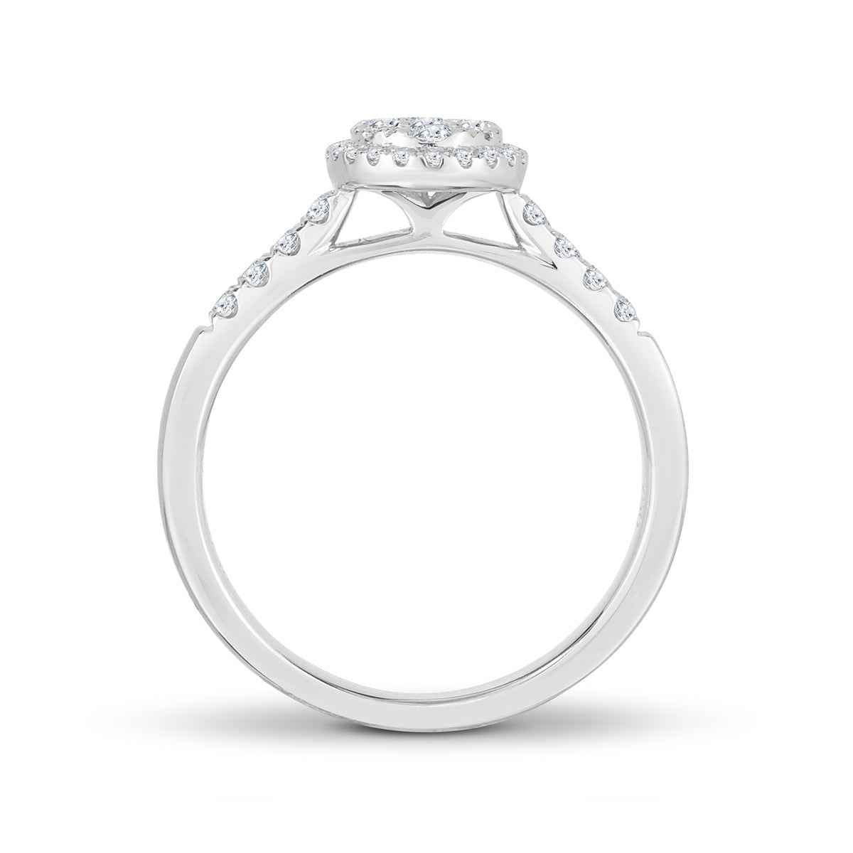 Fairytale Diamonds 1/2 ct. tw. Diamond Oval Cluster Halo Engagement Ring in 10K White Gold front view