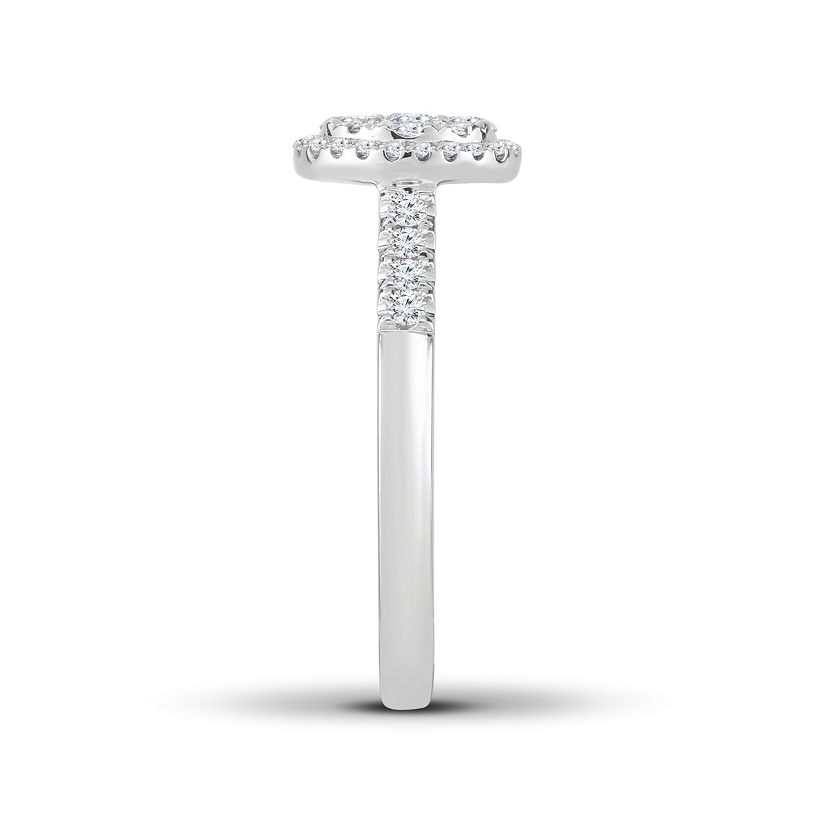 Fairytale Diamonds 1/2 ct. tw. Diamond Oval Cluster Halo Engagement Ring in 10K White Gold close-up detail
