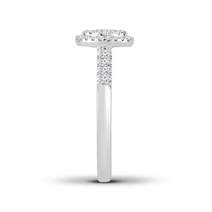 Fairytale Diamonds 1/2 ct. tw. Diamond Oval Cluster Halo Engagement Ring in 10K White Gold close-up detail