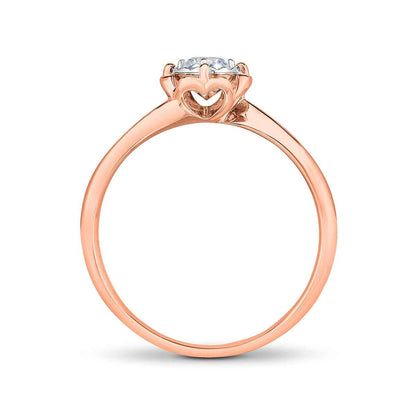 True Promise 1/5 ct. tw. Round Diamond Solitaire Scalloped Engagement Ring with Miracle Plate in 10K Pink Gold front view