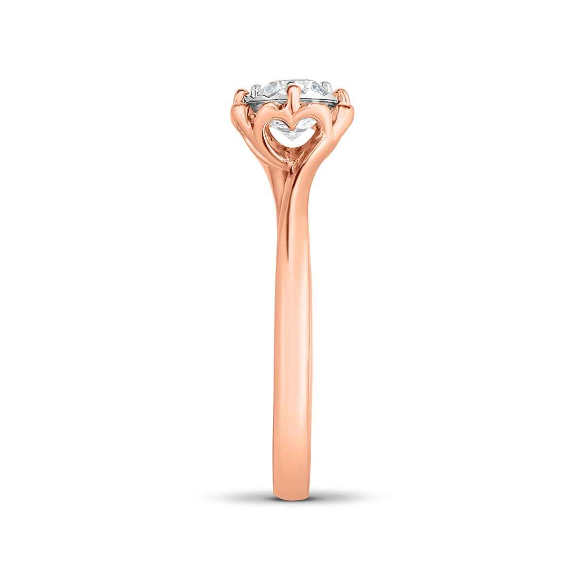 True Promise 1/5 ct. tw. Round Diamond Solitaire Scalloped Engagement Ring with Miracle Plate in 10K Pink close-up detail