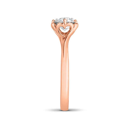 True Promise 1/5 ct. tw. Round Diamond Solitaire Scalloped Engagement Ring with Miracle Plate in 10K Pink close-up detail