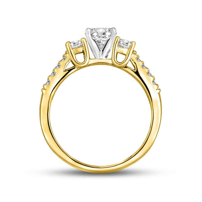 1 ct. tw. 3-Stone Round Diamond Open Engagement Ring in 14K Yellow Gold front view