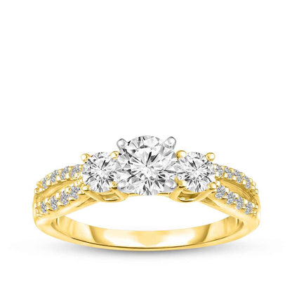 1 ct. tw. 3-Stone Round Diamond Open Engagement Ring in 14K Yellow Gold