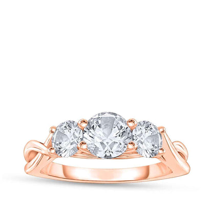 1 ct. tw. 3-Stone Round Diamond Twist Engagement Ring in 14K Pink Gold