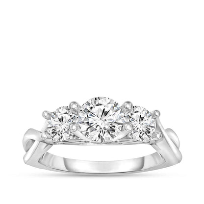 1 ct. tw. 3-Stone Round Diamond Twist Engagement Ring in 14K White Gold