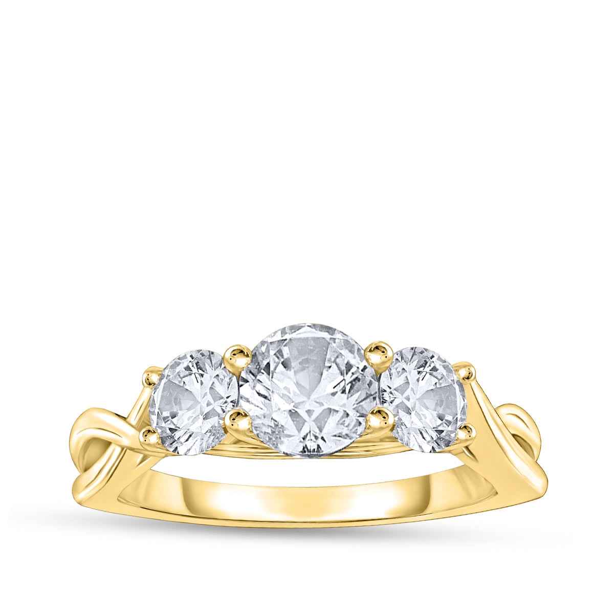 1 ct. tw. 3-Stone Round Diamond Twist Engagement Ring in 14K Yellow Gold