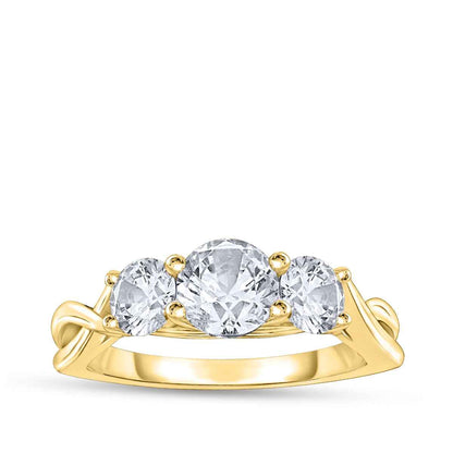 1 ct. tw. 3-Stone Round Diamond Twist Engagement Ring in 14K Yellow Gold