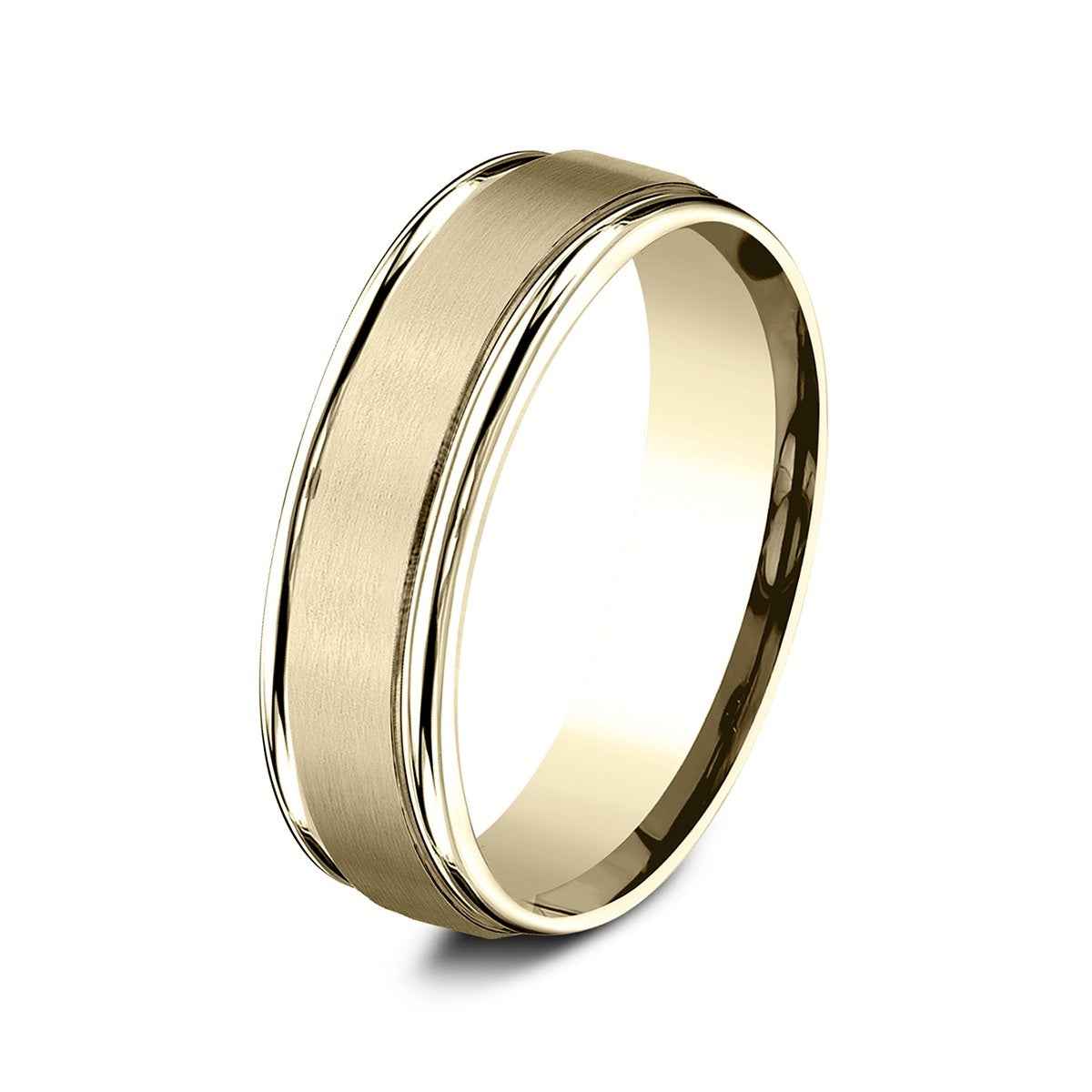 Benchmark Men's 6.5mm Round Edge Satin Finish Wedding Ring in 14K Yellow Gold
