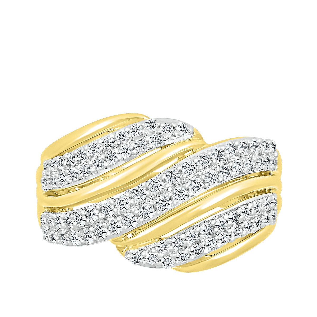 5/8 ct. tw. Diamond Multi-Row Ring in 10K Yellow Gold front view
