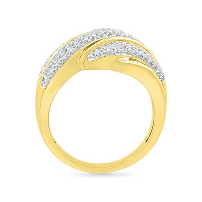 5/8 ct. tw. Diamond Multi-Row Ring in 10K Yellow Gold close-up detail