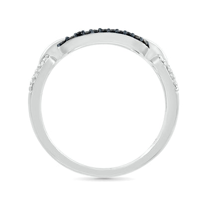 1/8 ct. tw. Black & White Diamond Paperclip Ring in Sterling Silver front view