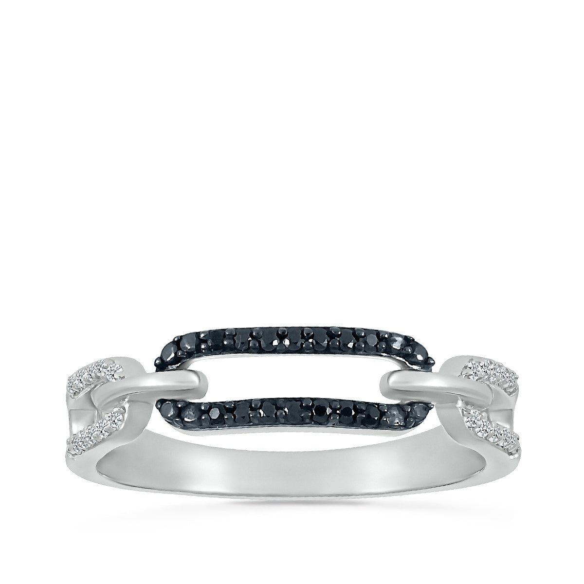 1/8 ct. tw. Black & White Diamond Paperclip Ring in Sterling Silver