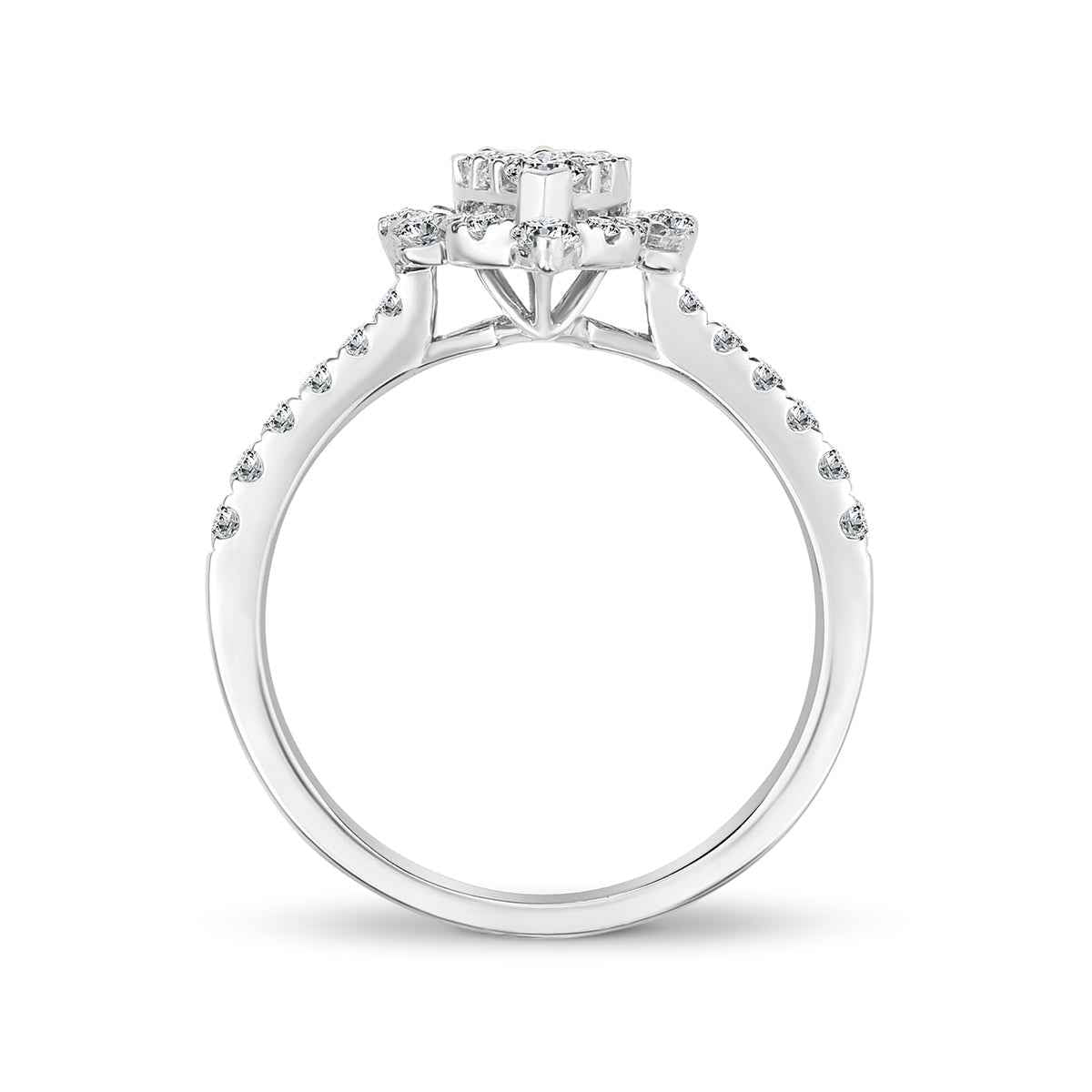 Fairytale Diamonds 3/4 ct. tw. Diamond Marquise-Shaped Cluster Halo Ring in 14K White Gold front view