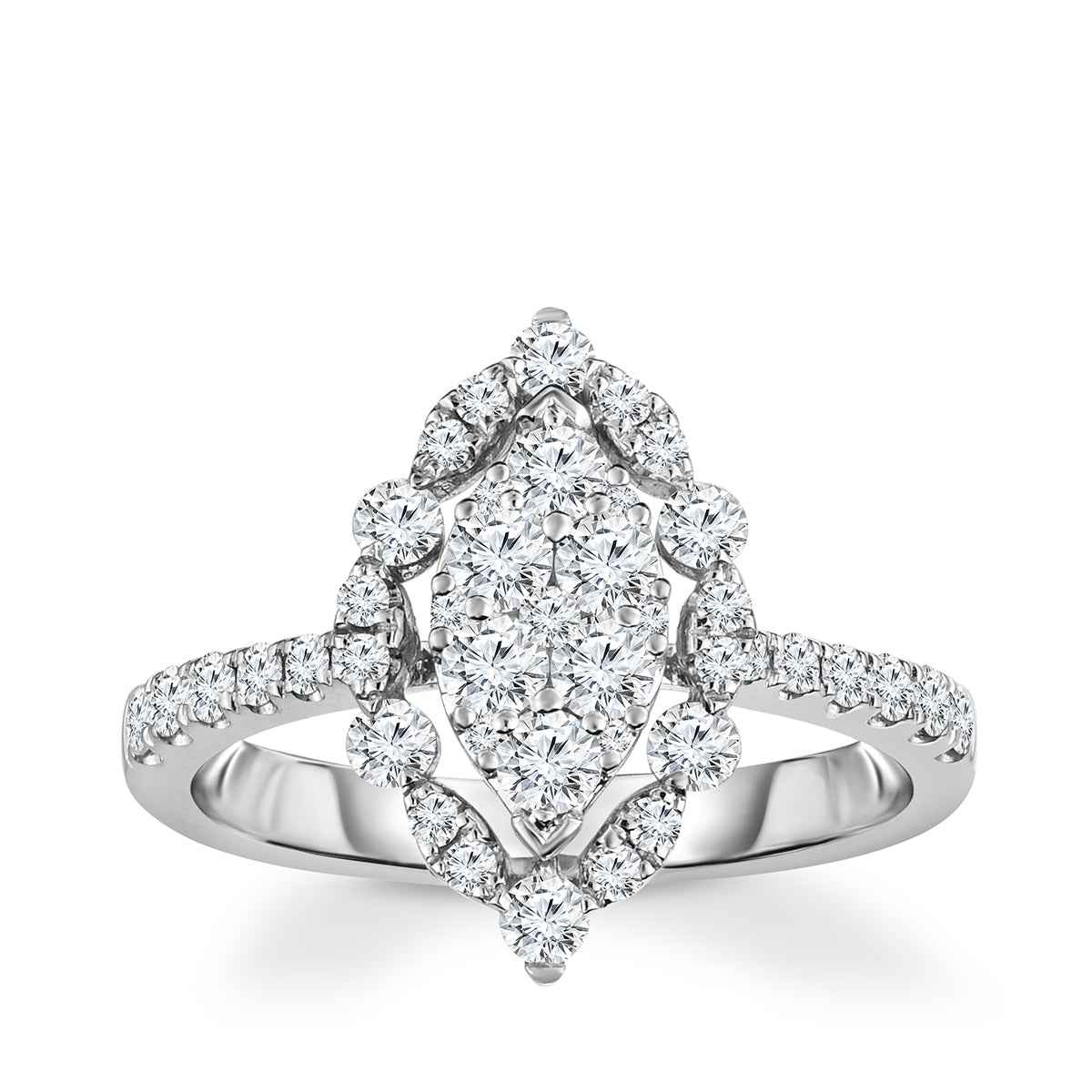Fairytale Diamonds 3/4 ct. tw. Diamond Marquise-Shaped Cluster Halo Ring in 14K White Gold