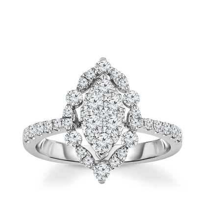 Fairytale Diamonds 3/4 ct. tw. Diamond Marquise-Shaped Cluster Halo Ring in 14K White Gold