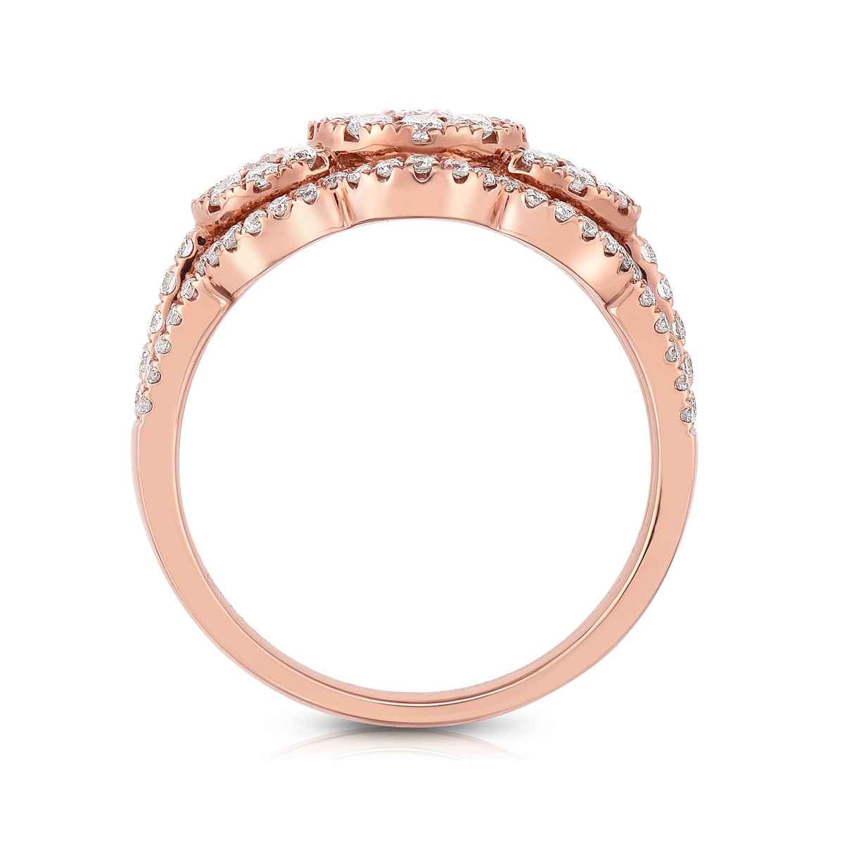 Fairytale Diamonds 1-1/5 ct. tw. Round Diamond Cluster Halo Ring in 14K Pink Gold front view