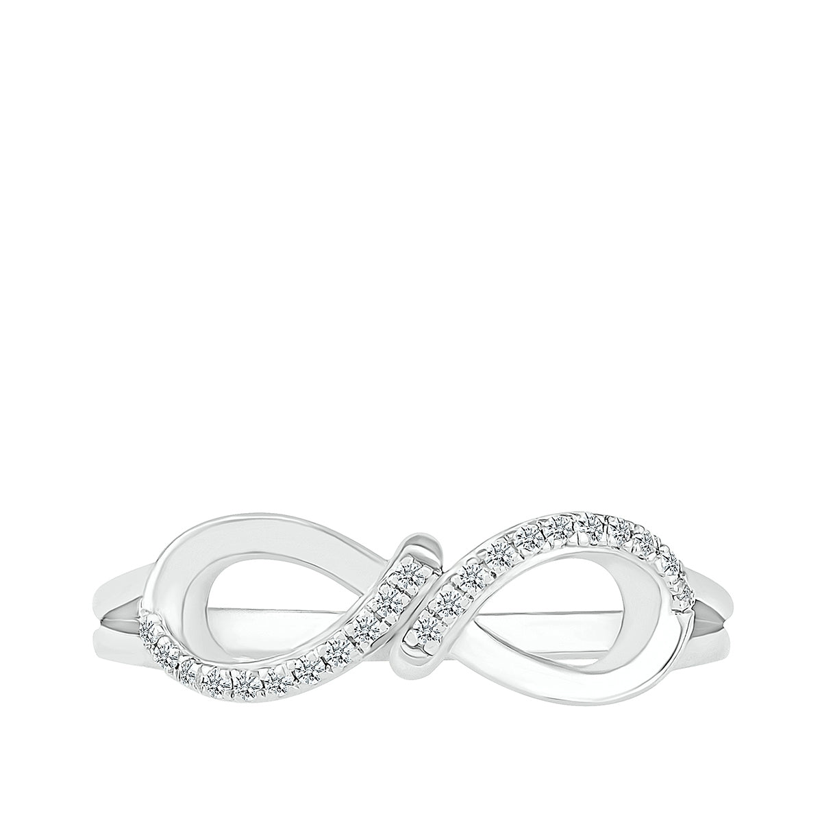 Diamond Accent Infinity Ring in 10K White Gold front view