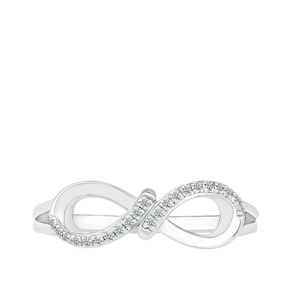 Diamond Accent Infinity Ring in 10K White Gold front view