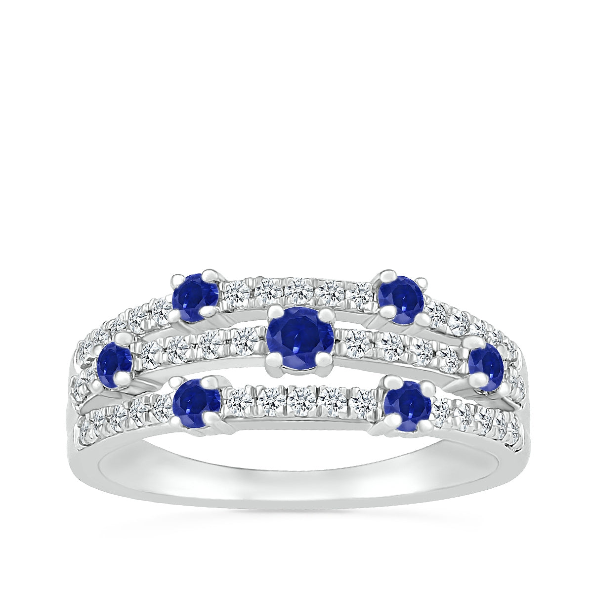 Sapphire & 1/4 ct. tw. Orbit Ring in 10K White Gold