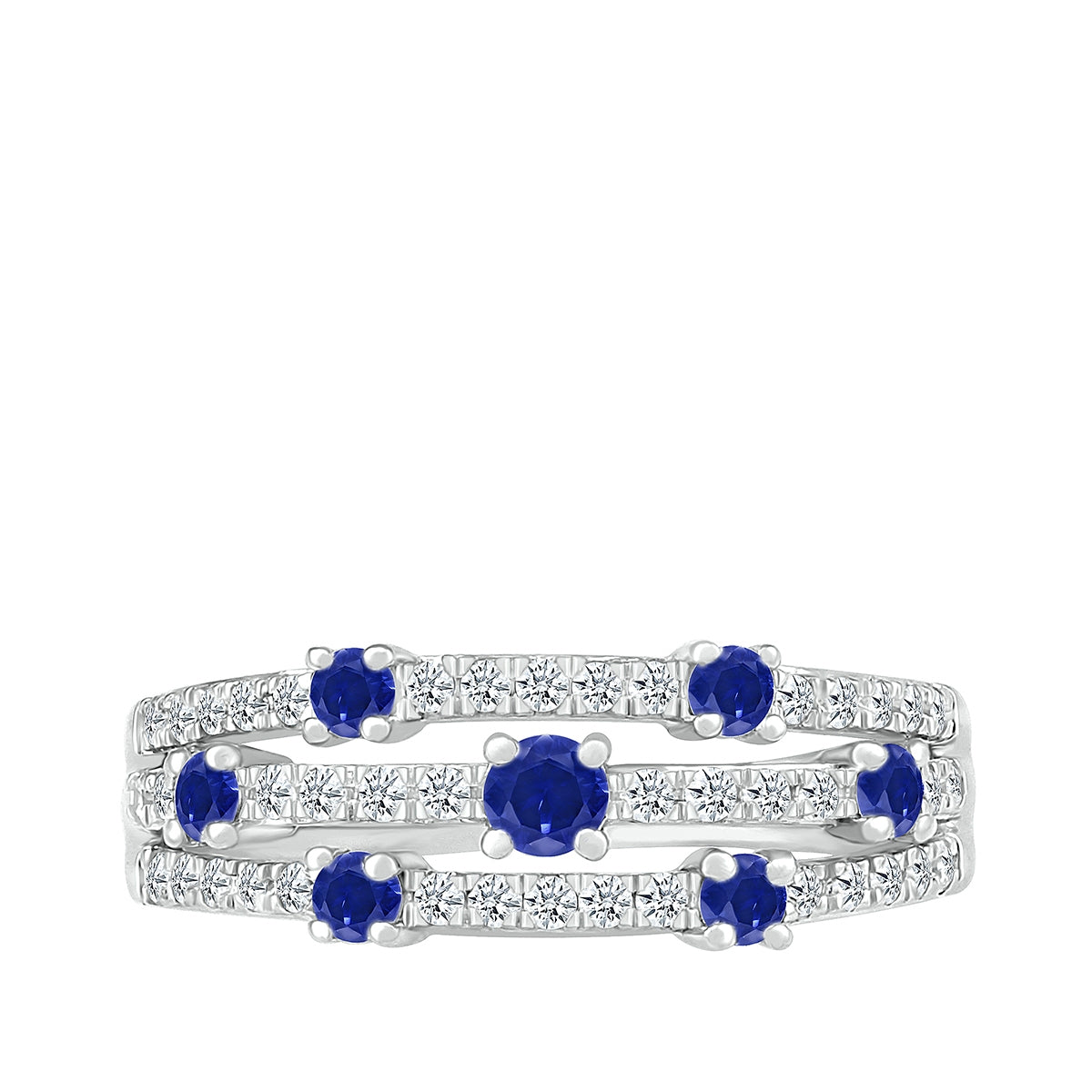 Sapphire & 1/4 ct. tw. Orbit Ring in 10K White Gold front view