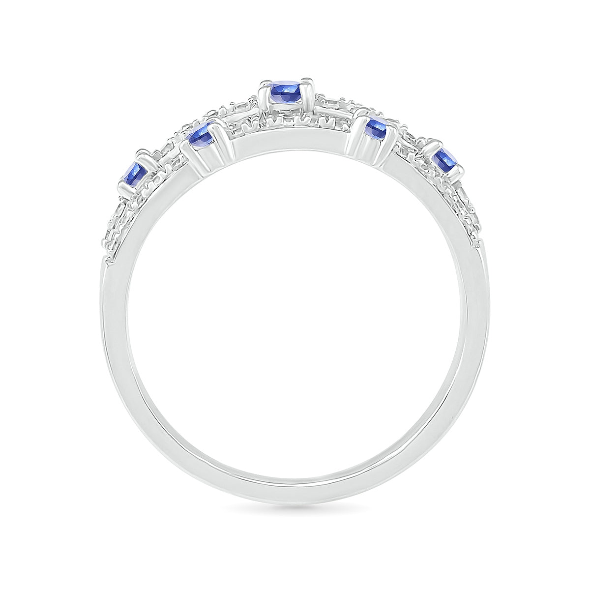 Sapphire & 1/4 ct. tw. Orbit Ring in 10K White Gold close-up detail