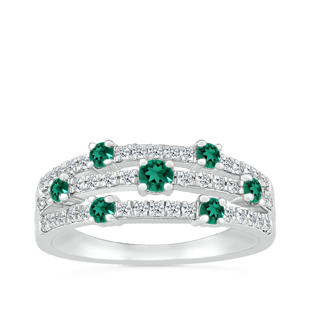 Emerald & 1/4 ct. tw. Orbit Ring in 10K White Gold