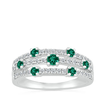 Emerald & 1/4 ct. tw. Orbit Ring in 10K White Gold
