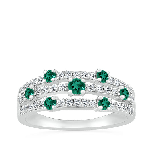 Emerald & 1/4 ct. tw. Orbit Ring in 10K White Gold