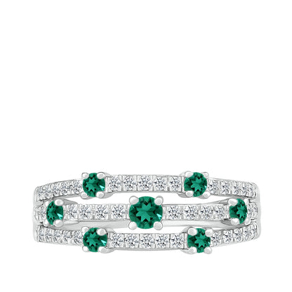 Emerald & 1/4 ct. tw. Orbit Ring in 10K White Gold front view