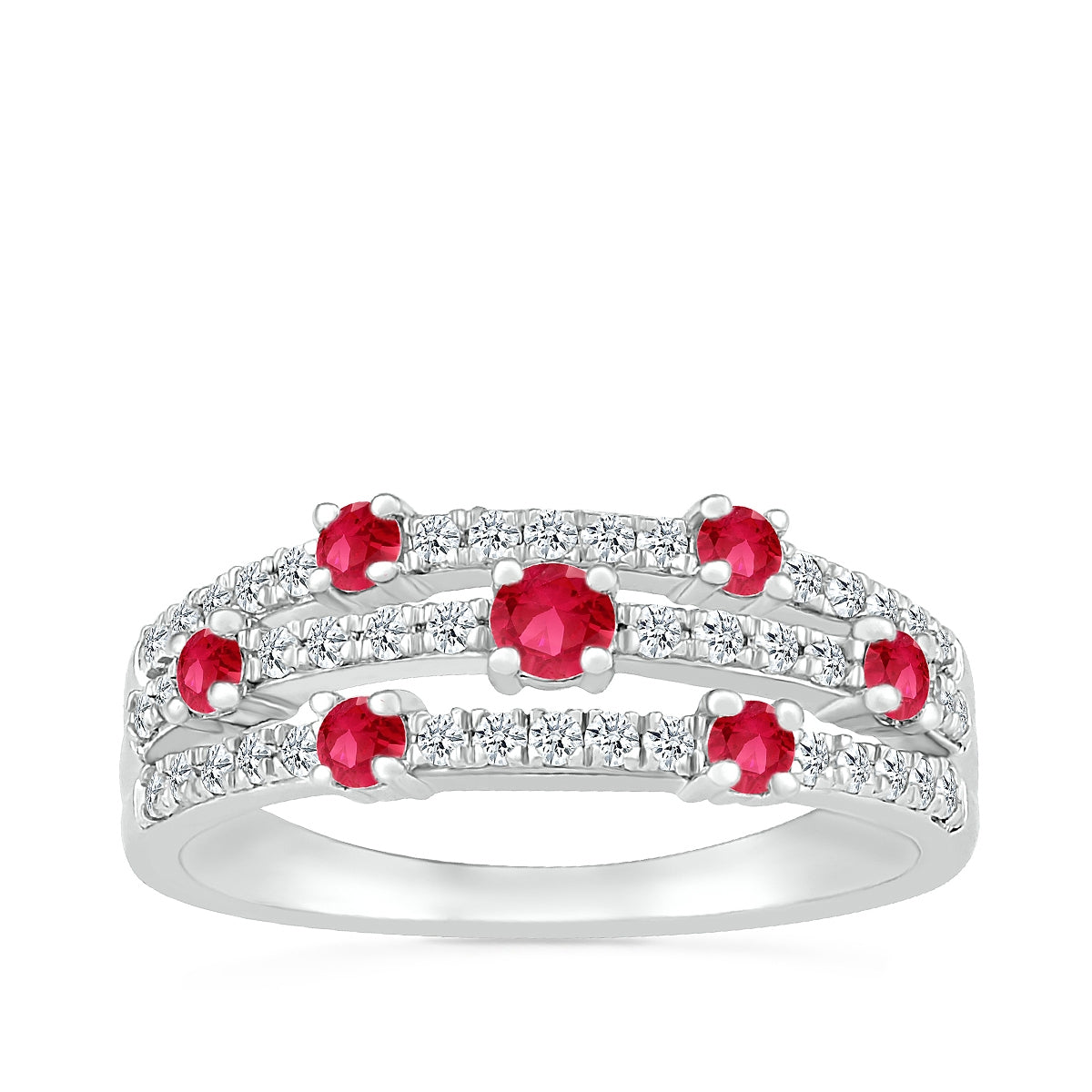 Ruby & 1/4 ct. tw. Orbit Ring in 10K White Gold
