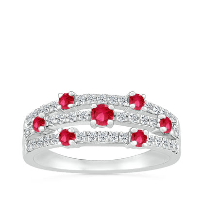 Ruby & 1/4 ct. tw. Orbit Ring in 10K White Gold
