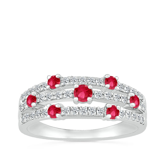 Ruby & 1/4 ct. tw. Orbit Ring in 10K White Gold