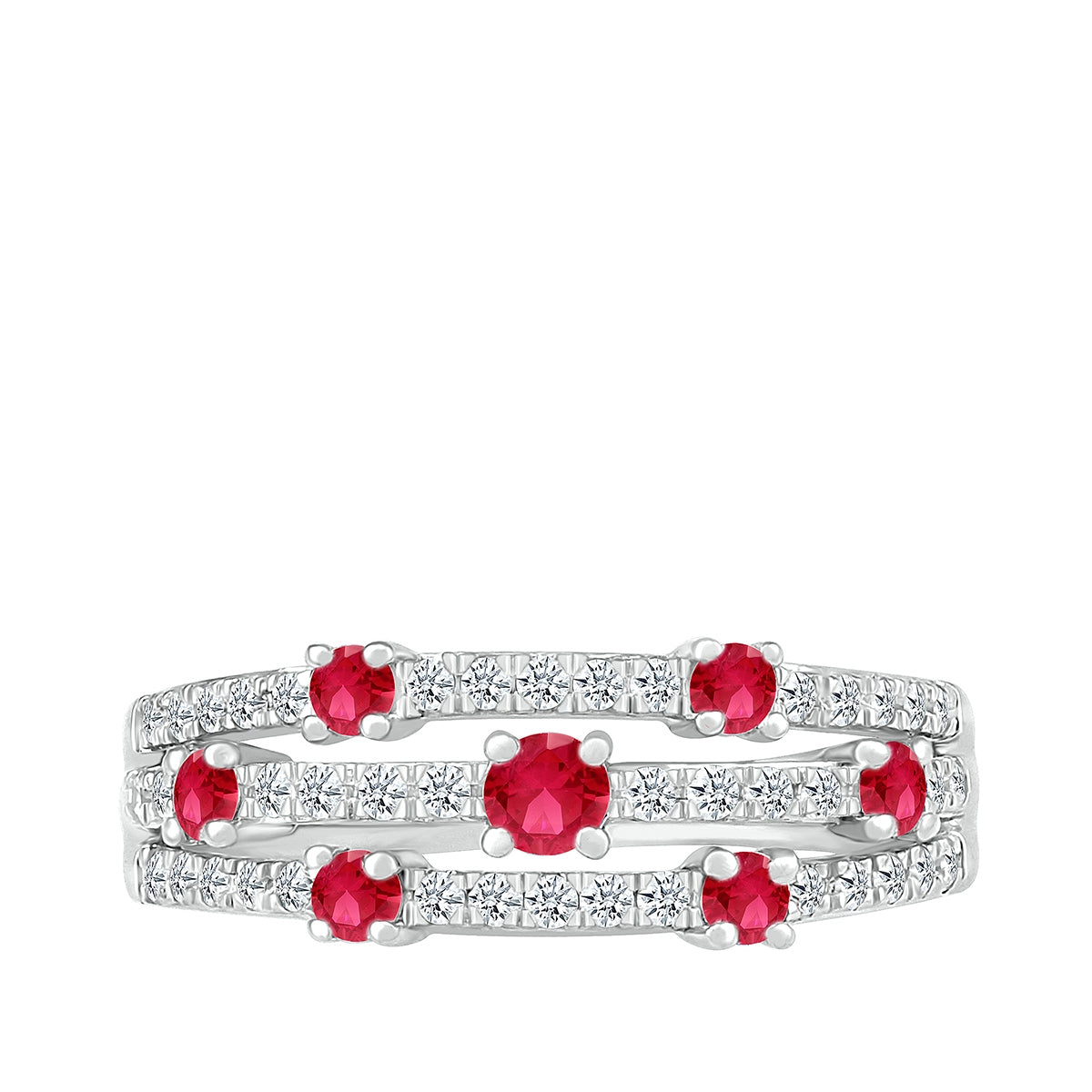 Ruby & 1/4 ct. tw. Orbit Ring in 10K White Gold front view