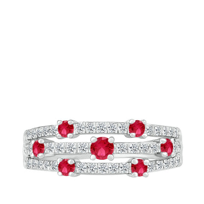 Ruby & 1/4 ct. tw. Orbit Ring in 10K White Gold front view