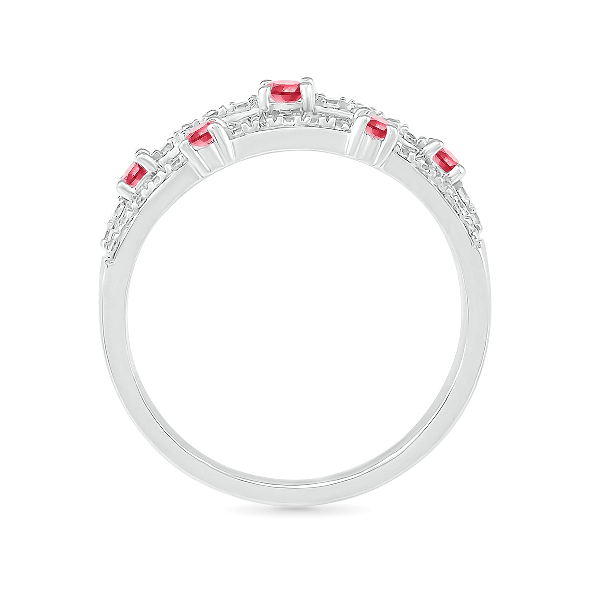 Ruby & 1/4 ct. tw. Orbit Ring in 10K White Gold close-up detail