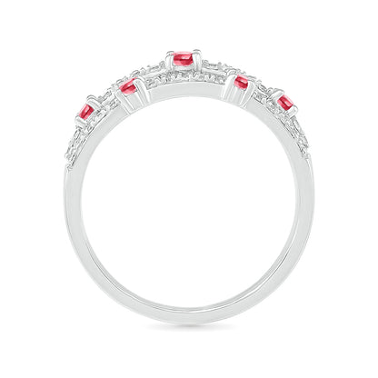 Ruby & 1/4 ct. tw. Orbit Ring in 10K White Gold close-up detail
