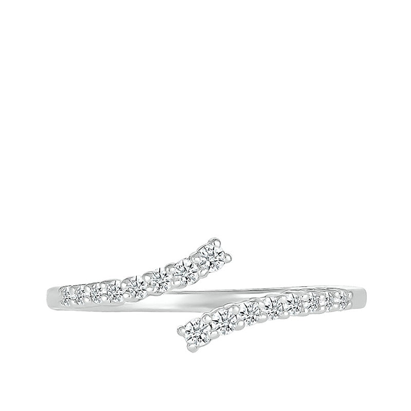 1/5 ct. tw. Diamond Open Bypass Ring in 10K White Gold close-up detail